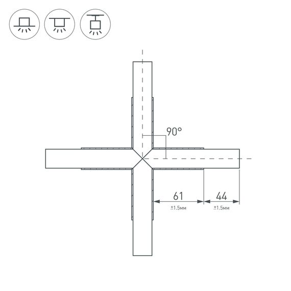 Arlight 026244 Крестовина PLS-LOCK-H25-Х90 (с экраном MAT-L) (Arlight, Металл) 026244, изображение 4