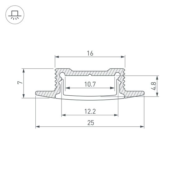 Arlight 023717 Профиль SL-SLIM-H7-F25-2000 ANOD (Arlight, Алюминий) 023717, изображение 6