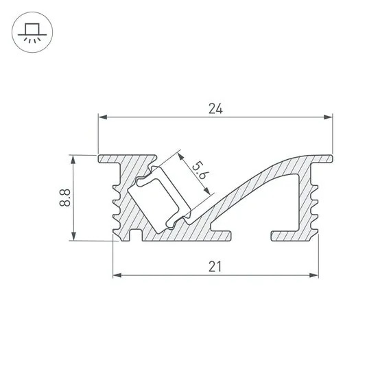 Arlight 048997 Профиль SL-BEVEL-W21-F-2000 ANOD BLACK (Arlight, Алюминий) 048997, изображение 3
