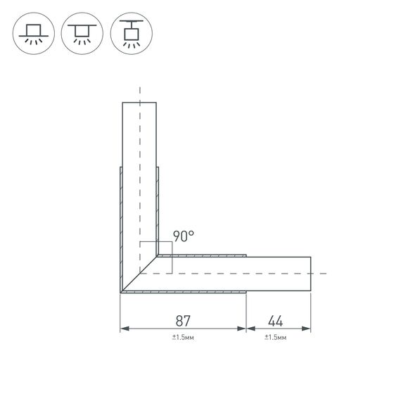 Arlight 026133 Угол PLS-LOCK-H25-L90 (с экраном MAT-L) (Arlight, Металл) 026133, изображение 3