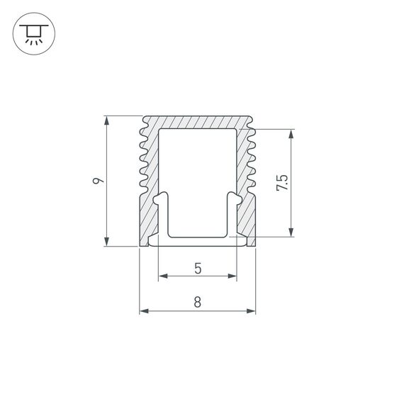 Arlight 019322 Профиль SL-MINI-8-2000 ANOD (Arlight, Алюминий) 019322, изображение 5