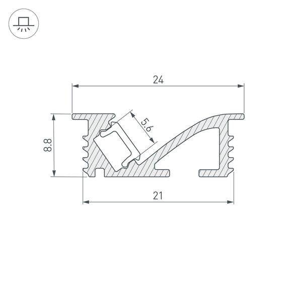 Arlight 048997 Профиль SL-BEVEL-W21-F-2000 ANOD BLACK (Arlight, Алюминий) 048997, изображение 4