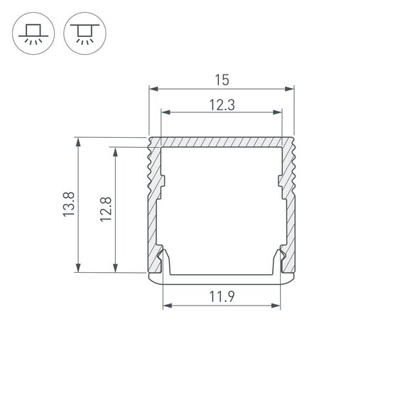 Arlight 049019 Профиль SL-MINI-15-2000 ANOD (Arlight, Алюминий) 049019, изображение 7
