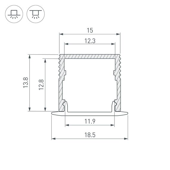 Arlight 049019 Профиль SL-MINI-15-2000 ANOD (Arlight, Алюминий) 049019, изображение 10