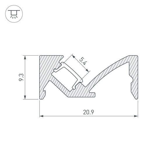 Arlight 043687 Профиль SL-BEVEL-W21-2000 ANOD (Arlight, Алюминий) 043687, изображение 6