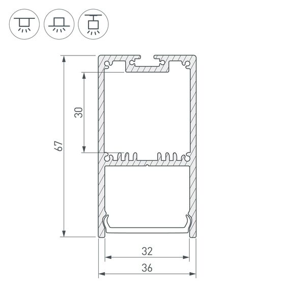 Arlight 020463 Профиль с экраном SL-LINE-3667-2500 ANOD+OPAL (Arlight, Алюминий) 020463, изображение 8