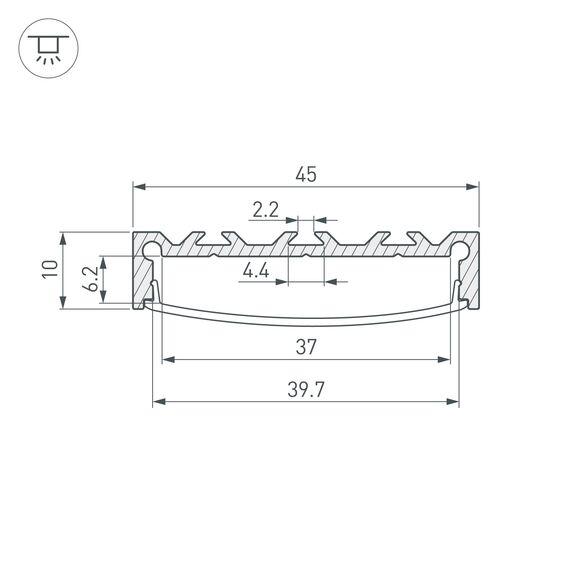 Arlight 049248 Профиль LINE-4510-2000 ANOD (Arlight, Алюминий) 049248, изображение 6