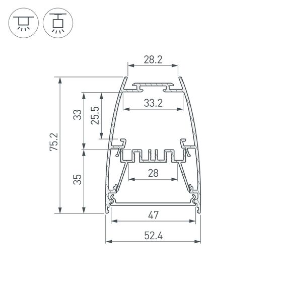 Arlight 044885 Профиль LINE-5075-U-HONEYCOMB-2000 BLACK (Arlight, Алюминий) 044885, изображение 5