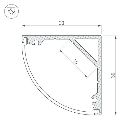 Arlight 019333 Профиль SL-KANT-H30-2000 ANOD (Arlight, Алюминий) 019333, изображение 9