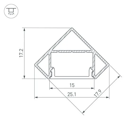 Arlight 049042 Профиль SL-KANT-H18-2000 ANOD (Arlight, Алюминий) 049042, изображение 6