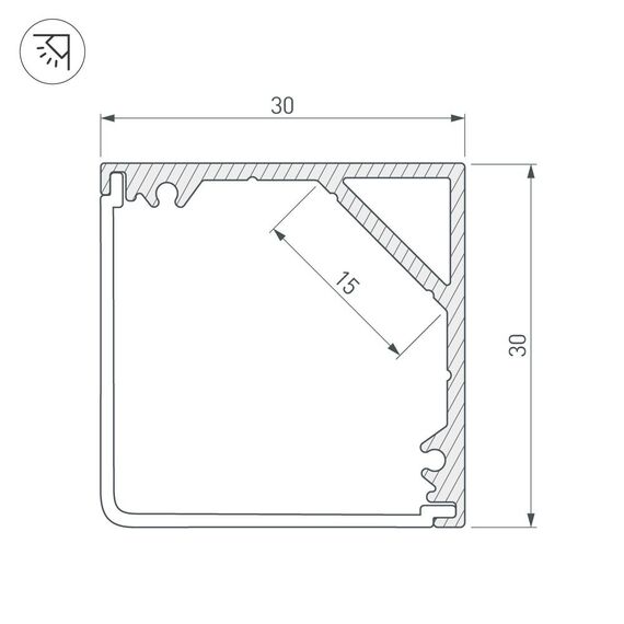 Arlight 046182 Профиль SL-KANT-H30-3000 ANOD (Arlight, Алюминий) 046182, изображение 6