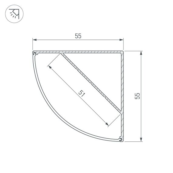 Arlight 044578 ПрофильANT-H55-2000 ANOD (Arlight, Алюминий) 044578, изображение 6