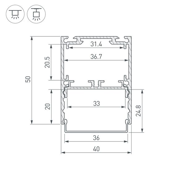 Arlight 044666 Профиль SL-LINE-4050-3L-2000 ANOD (Arlight, Алюминий) 044666, изображение 11