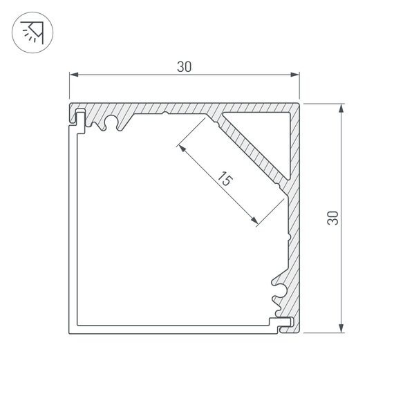 Arlight 019333 Профиль SL-KANT-H30-2000 ANOD (Arlight, Алюминий) 019333, изображение 7