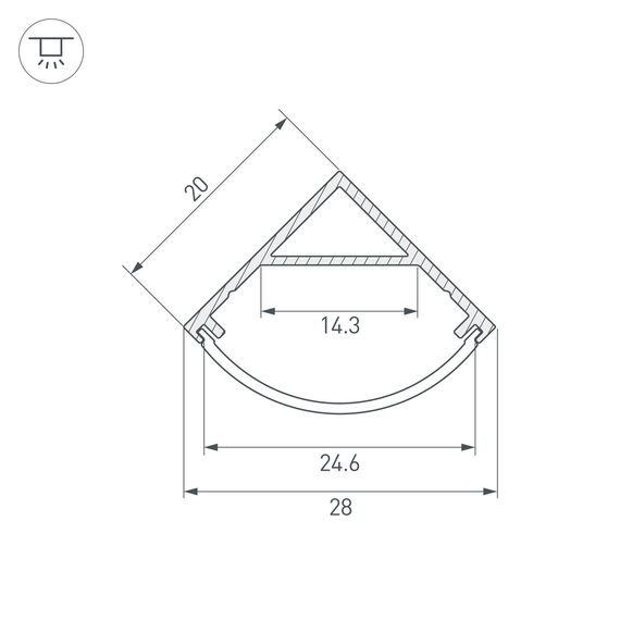 Arlight 049015 Профиль SL-KANT-H20-2000 ANOD (Arlight, Алюминий) 049015, изображение 3