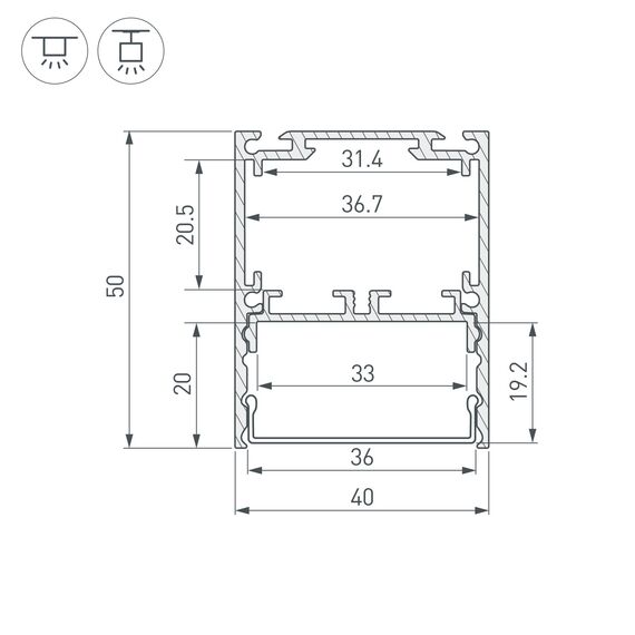 Arlight 044666 Профиль SL-LINE-4050-3L-2000 ANOD (Arlight, Алюминий) 044666, изображение 9