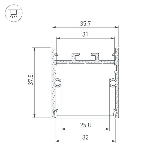 Arlight 038362 Профиль SL-LINE-3638-LW-2000 ANOD (Arlight, Алюминий) 038362, изображение 5