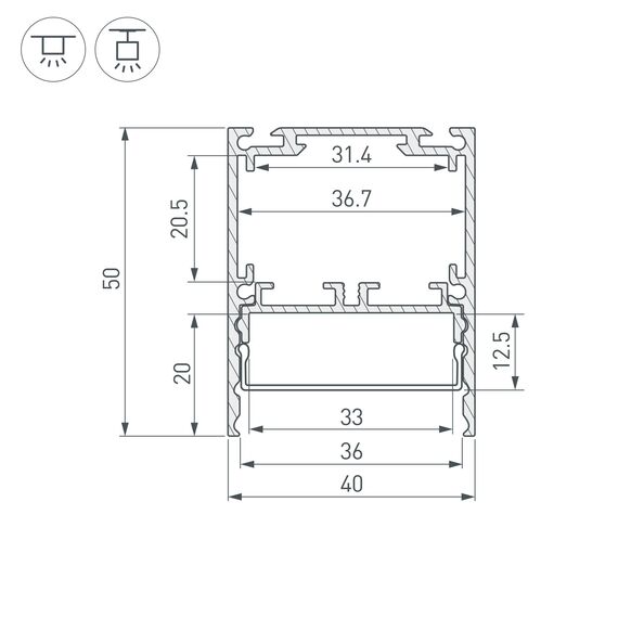 Arlight 044666 Профиль SL-LINE-4050-3L-2000 ANOD (Arlight, Алюминий) 044666, изображение 8