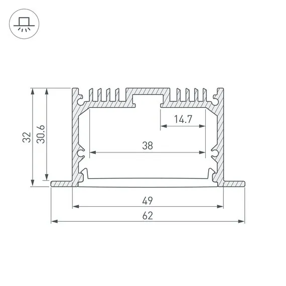 Arlight 036170 Профиль SL-LINIA62-F-3000 ANOD (Arlight, Алюминий) 036170, изображение 5