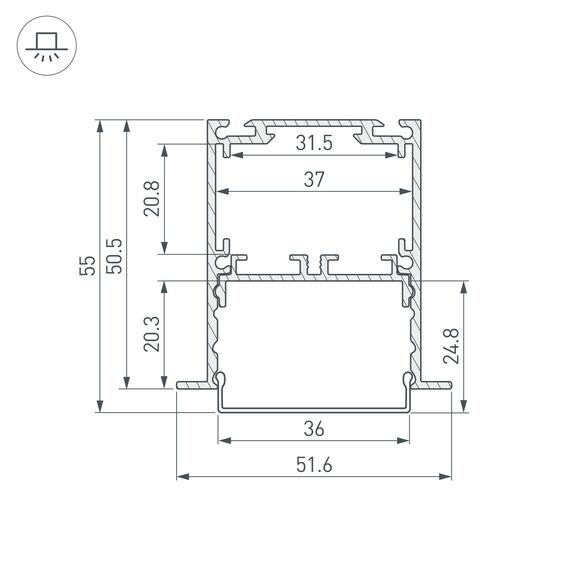 Arlight 044685 Профиль SL-LINIA52-3L-F-2000 ANOD BLACK (Arlight, Алюминий) 044685, изображение 11