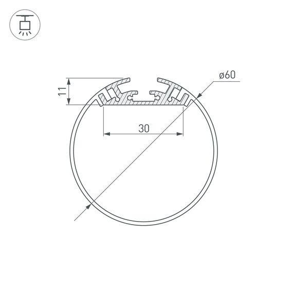 Arlight 019286 Профиль SL-ROUND-D60-2000 ANOD (Arlight, Алюминий) 019286, изображение 6