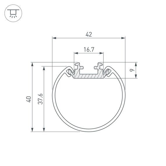 Arlight 044517 Профиль ROUND-D40-2000 ANOD (Arlight, Алюминий) 044517, изображение 5