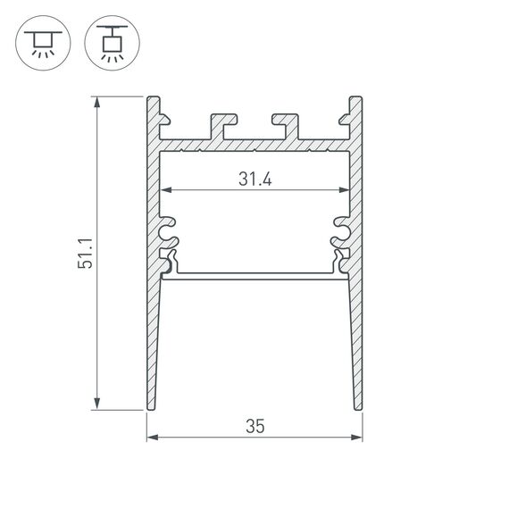 Arlight 031731 Профиль SL-COMFORT-3551-2000 ANOD (Arlight, Алюминий) 031731, изображение 6