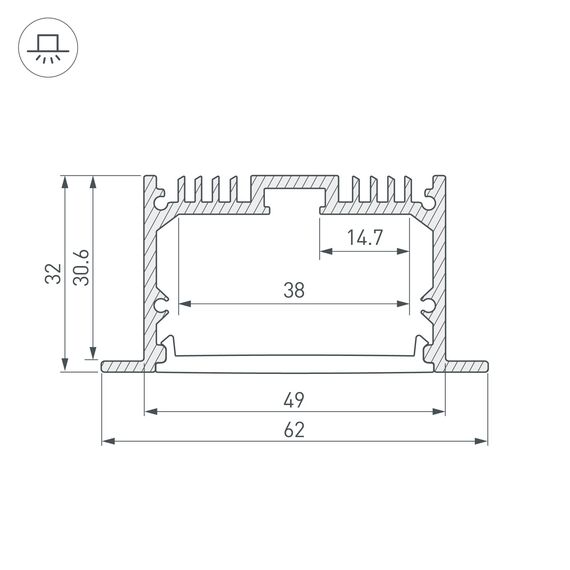 Arlight 019292 Профиль SL-LINIA62-F-2000 ANOD (Arlight, Алюминий) 019292, изображение 6