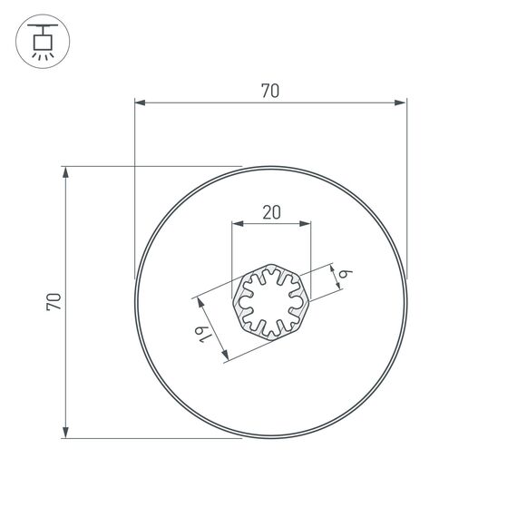 Arlight 037770 Профиль SL-ROUND-D70-360deg-2000 ANOD (Arlight, Алюминий) 037770, изображение 6