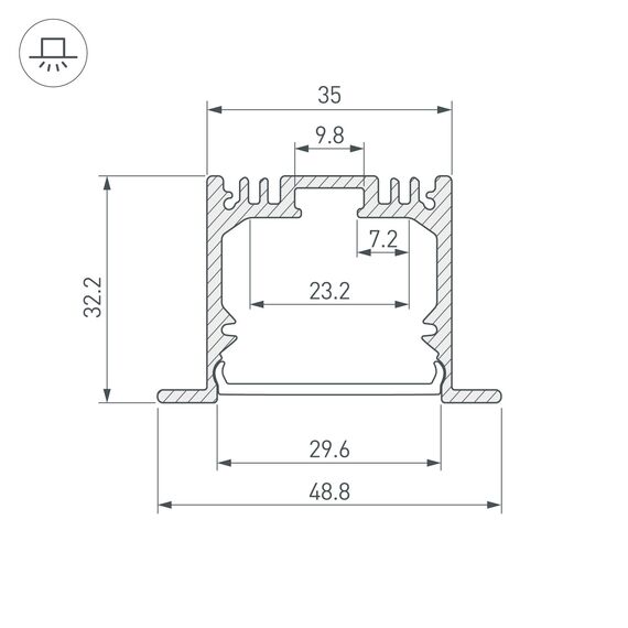 Arlight 019313 Профиль SL-LINIA49-F-2000 ANOD (Arlight, Алюминий) 019313, изображение 6