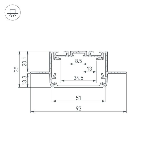 Arlight 035650 Профиль SL-LINIA55-FANTOM-2500 ANOD (Arlight, Алюминий) 035650, изображение 4