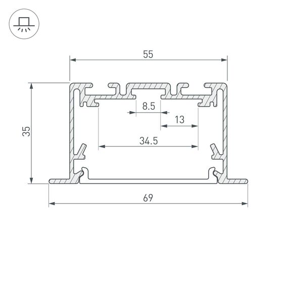 Arlight 033534 Профиль S2-LINIA69-F-2500 SEAMLESS BLACK (Arlight, Алюминий) 033534, изображение 6