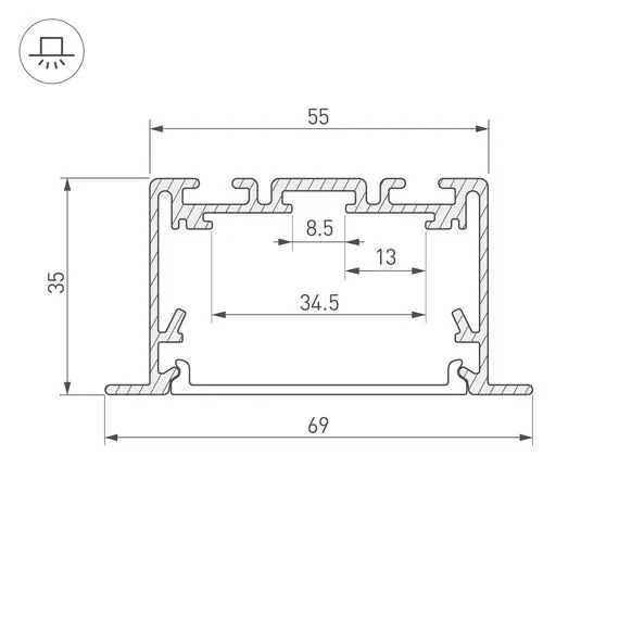 Arlight 033534 Профиль S2-LINIA69-F-2500 SEAMLESS BLACK (Arlight, Алюминий) 033534, изображение 5