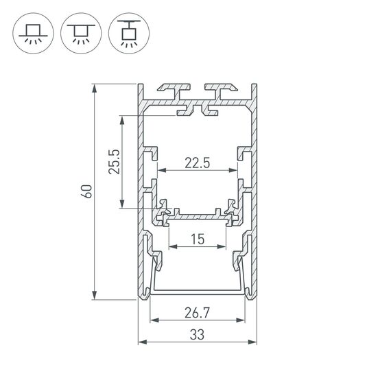Arlight 021171 Профиль с экраном S2-LINE-3360-2500 ANOD+OPAL (Arlight, Алюминий) 021171, изображение 8