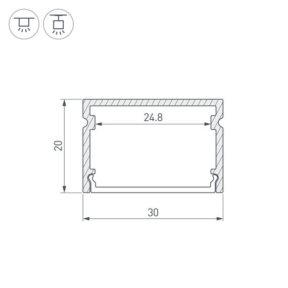Arlight 046962 Профиль LINE-3020-2000 ANOD (Arlight, Алюминий) 046962, изображение 5