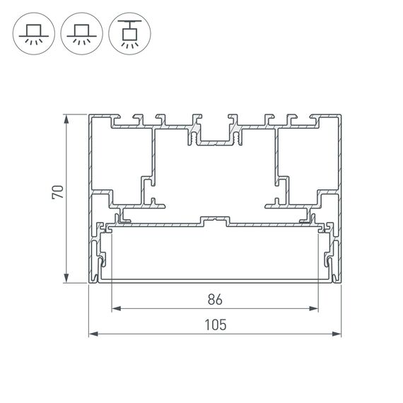 Arlight 021175 Профиль с экраном S2-LINE-10570-2500 ANOD+OPAL (Arlight, Алюминий) 021175, изображение 6