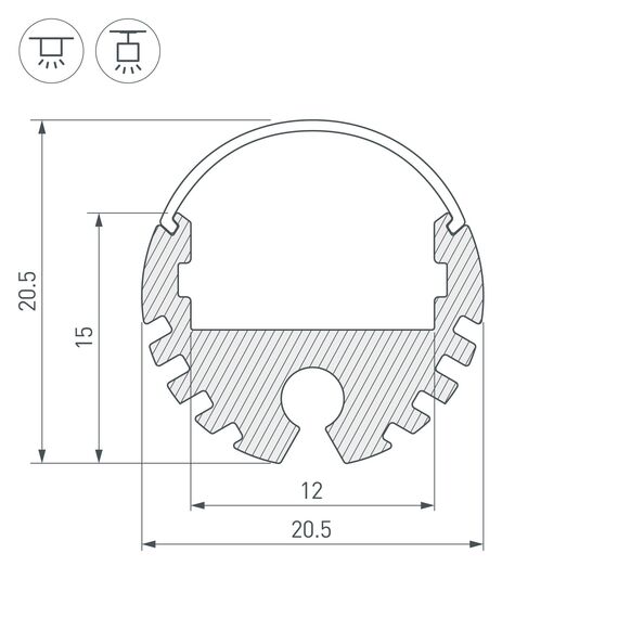 Arlight 040645 Профиль ROUND-D20-2000 ANOD (Arlight, Алюминий) 040645, изображение 6