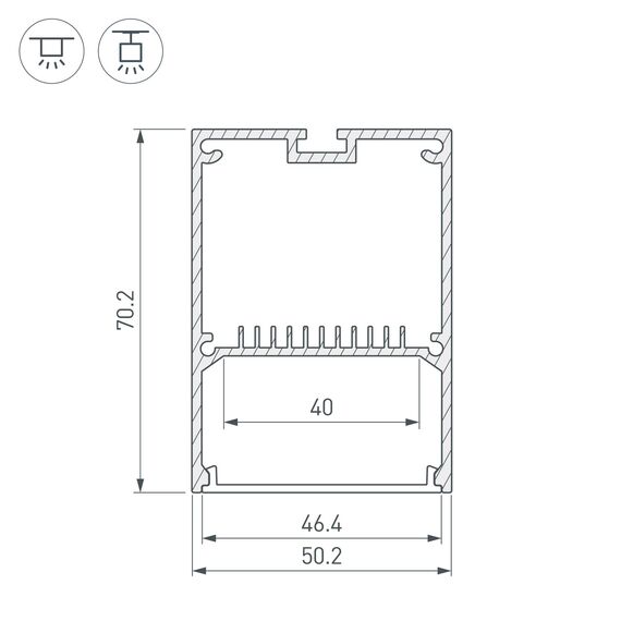 Arlight 031669 Профиль ARH-LINE-5070-2000 ANOD (Arlight, Алюминий) 031669, изображение 5