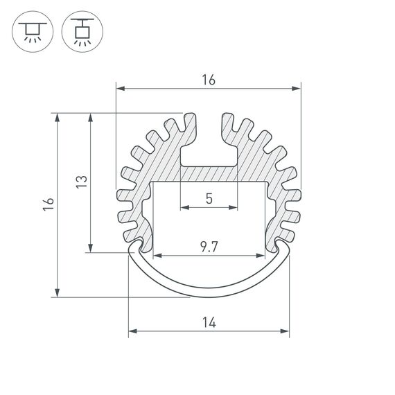 Arlight 039217 Профиль ARH-ROUND-D16-2000 ANOD (Arlight, Алюминий) 039217, изображение 6