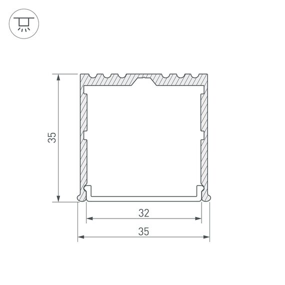 Arlight 016138 Профиль ARH-POWER-W35-2000 ANOD (Arlight, Алюминий) 016138, изображение 6