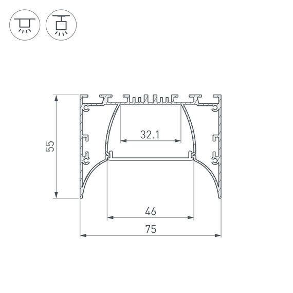 Arlight 036355 Профиль ARH-POWER-7555-COMFORT-2000 ANOD (Arlight, Алюминий) 036355, изображение 5
