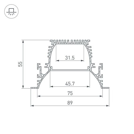 Arlight 036357 Профиль ARH-POWER-W90-F-COMFORT-2000 ANOD (Arlight, Алюминий) 036357, изображение 6