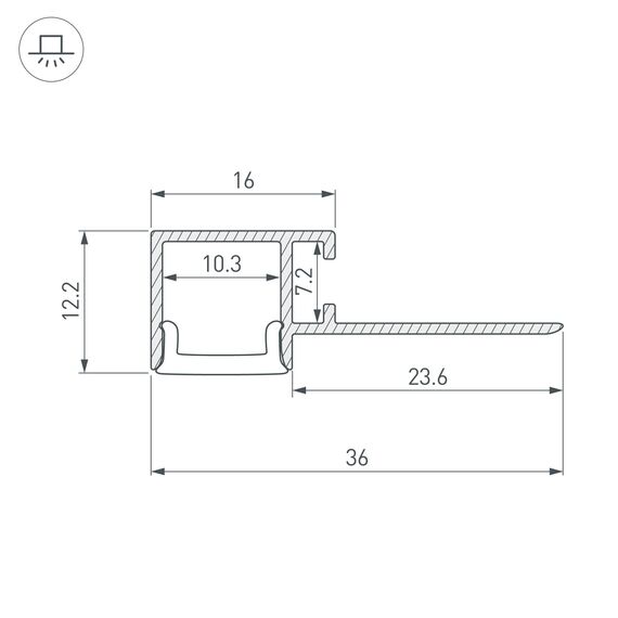Arlight 040329 Профиль FANTOM-W12-EDGE-2000 ANOD (Arlight, Алюминий) 040329, изображение 6