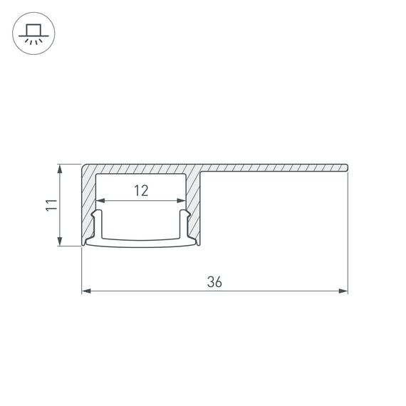 Arlight 052994 Профиль ARH-DECORE-S12-LINE-EDGE-3000 ANOD (Arlight, Алюминий) 052994, изображение 5