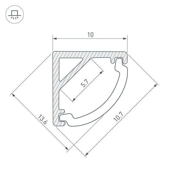Arlight 036321 Профиль ARH-KANT-H10-2000 ANOD (Arlight, Алюминий) 036321, изображение 6