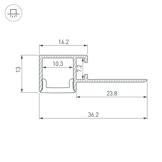 Arlight 040328(1) Профиль FANTOM-BENT-W12-TOP-EDGE-2000 ANOD (Arlight, Алюминий) 040328(1), изображение 8