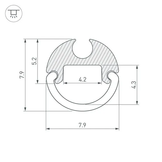 Arlight 036325 Профиль ARH-ROUND-D8-2000 ANOD (Arlight, Алюминий) 036325, изображение 5