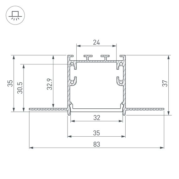 Arlight 027158 Профиль SL-LINIA32-FANTOM-2000 ANOD (Arlight, Алюминий) 027158, изображение 5