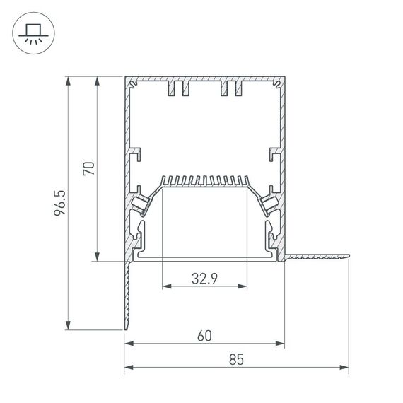 Arlight 027162 Профиль SL-LINIA55-FANTOM-EDGE-2000 ANOD (Arlight, Алюминий) 027162, изображение 5
