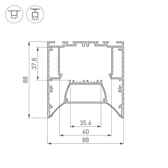 Arlight 036363 Профиль ARH-POWER-W88-COMFORT-2000 ANOD (Arlight, Алюминий) 036363, изображение 7